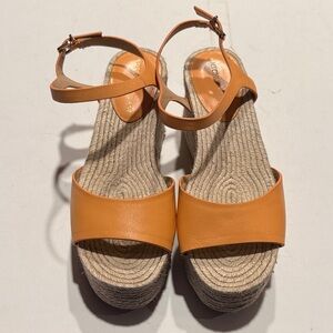 Michael Antonio Orange Espadrille Platform Wedge Sandals